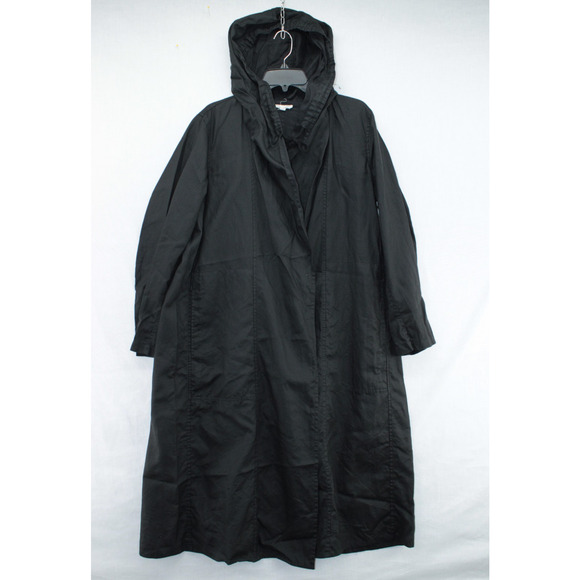 Eileen Fisher Linen Cape Coat Women’s Medium Black Gothic Open Front Pockets - Picture 1 of 8